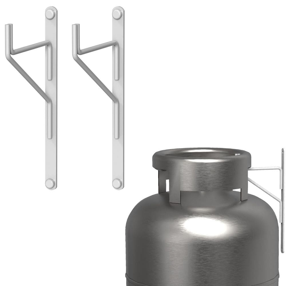 Kit 2 Suporte Suspenso Para Botijão De Gás Externo Branco FS