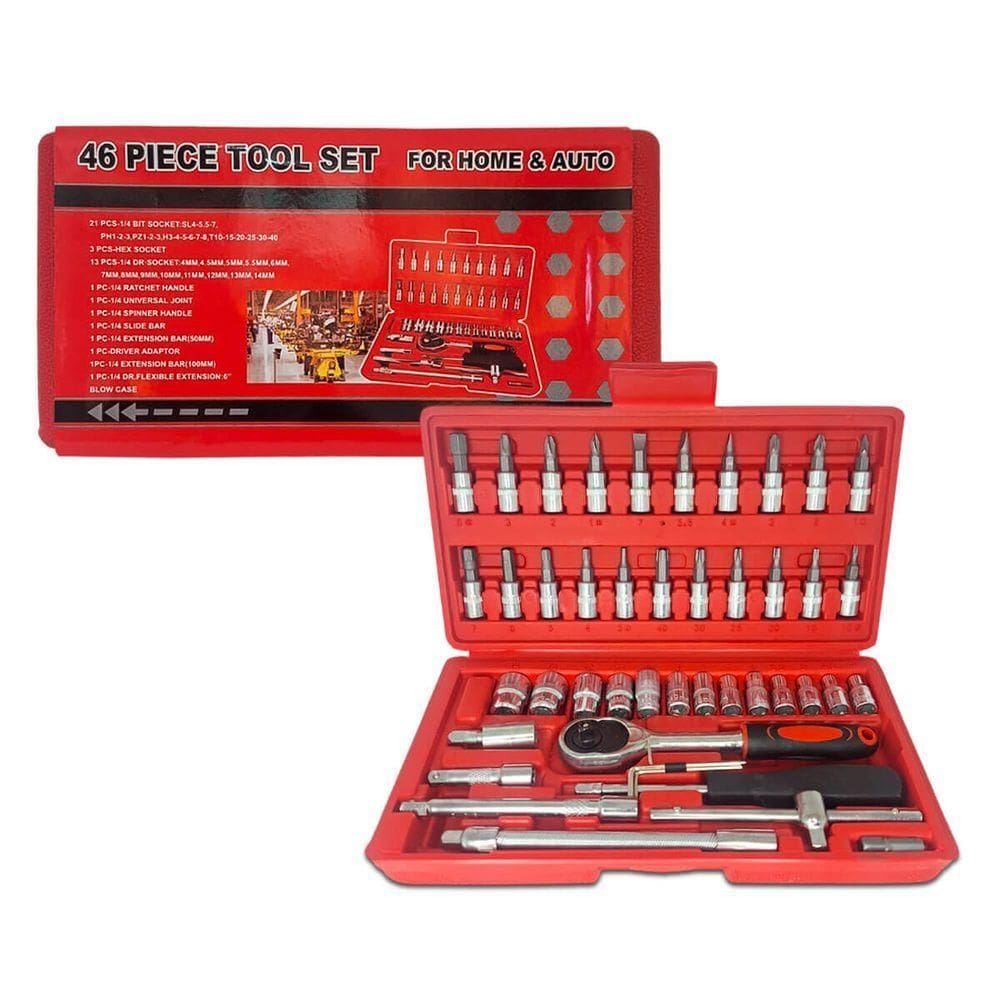 Conjunto Chaves Canhão Catraca 46 Peças Profissional