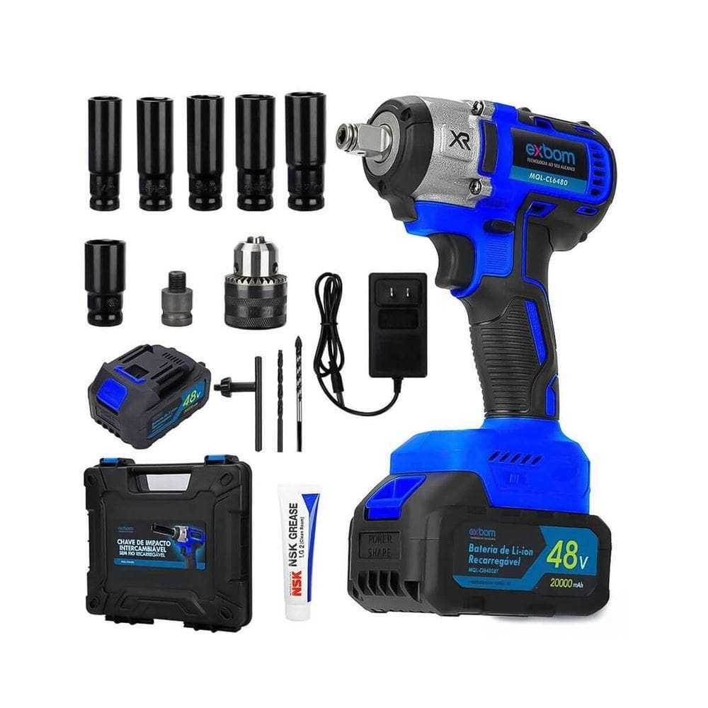 Chave De Impacto Furadeira Parafusadeira 48v Motor Brushless