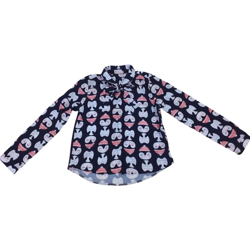Camisa infantil menina com laço Mon Sucrê azul/rosa