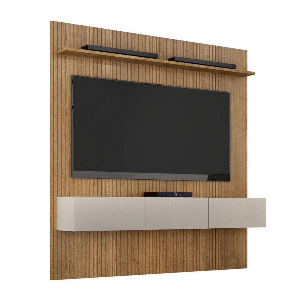 Estante Home Curitiba para TV de até 60 Polegadas Cinamomo com Off White Valdemoveis