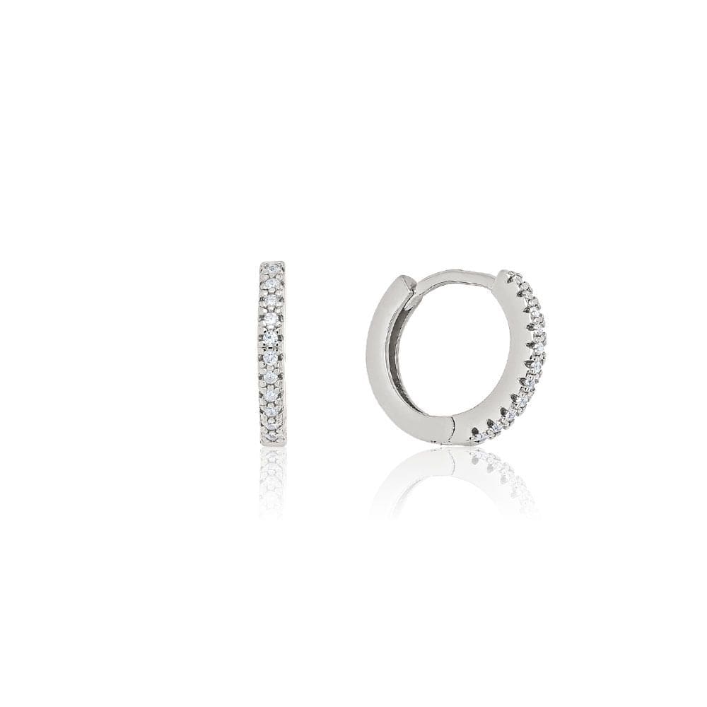 Argola Fio Quadrado Em Prata 925 Com Zircônia.