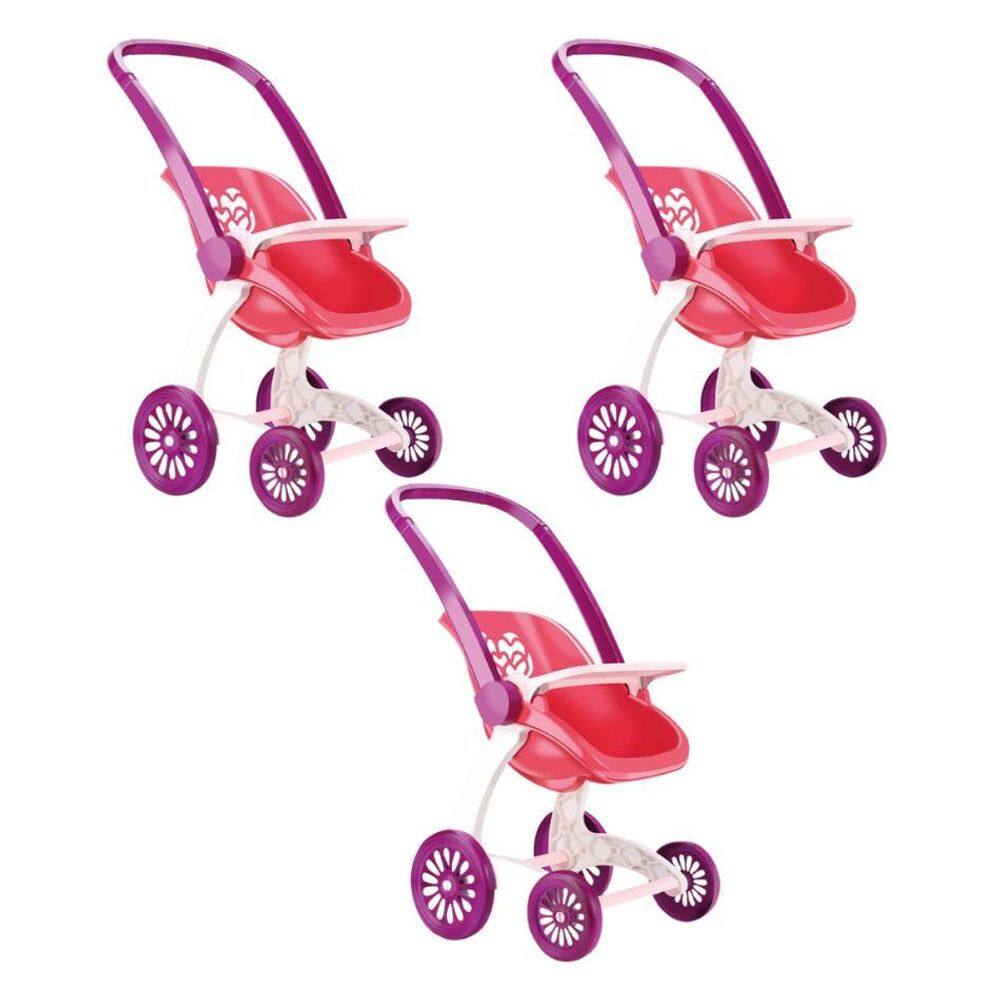 Kit 3 brinquedos carrinho de boneca confort baby