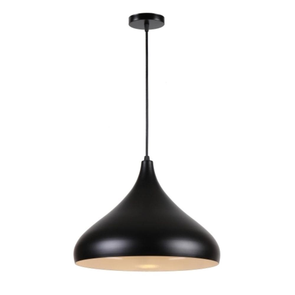 Lustre pendente chapéu 32cm bulge preto e-27 bivolt mak led