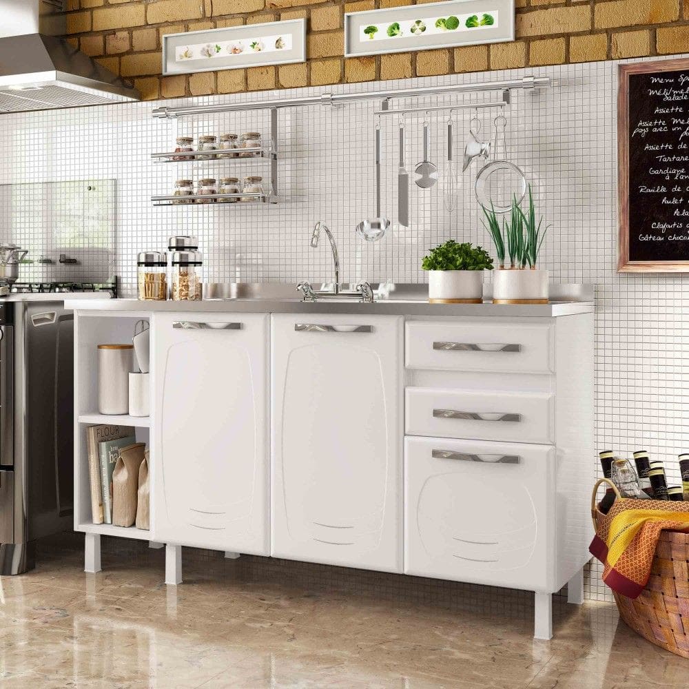 Balcão de Cozinha de Aço Telasul Star New 150cm para Pia
