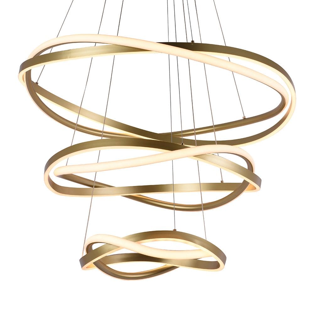 Lustre Pendente Nordecor Euni Odi 2880 Dourado Fosco Led Bivolt