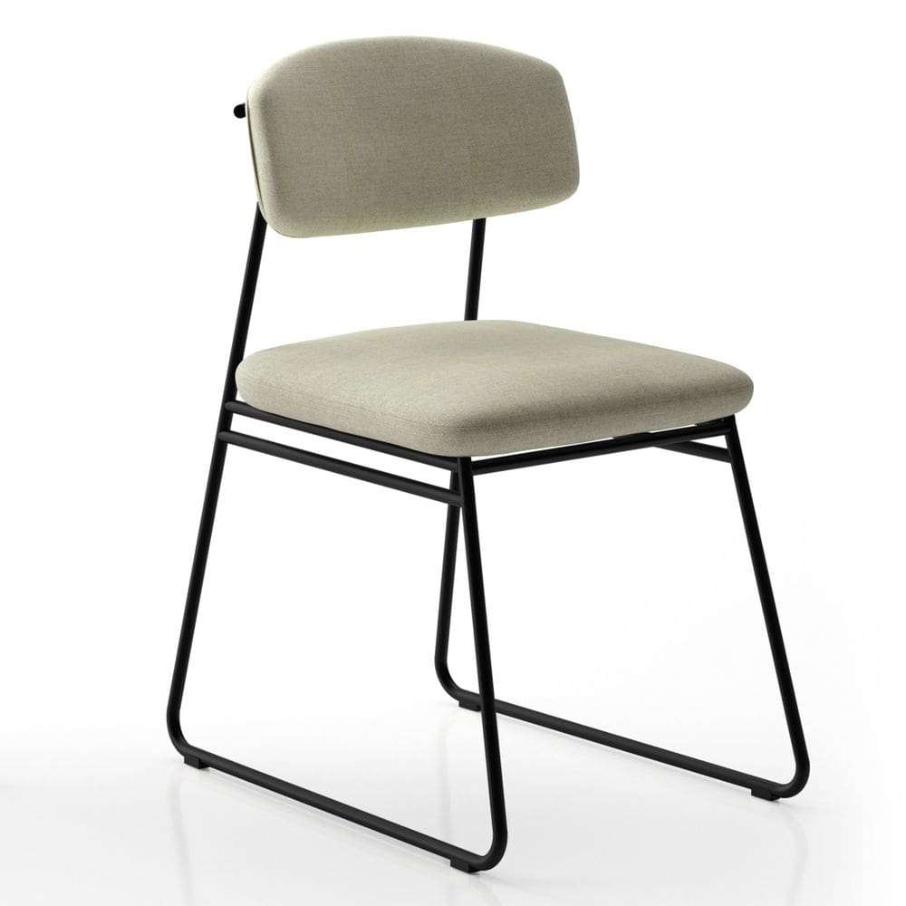 Cadeira Sala de Jantar Encosto e Assentos Estofados Linho Jaraguá Preto Fosco/Cinza Claro