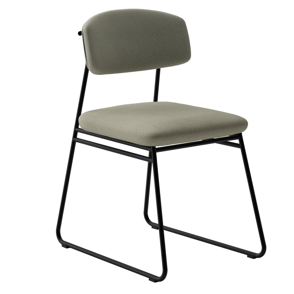 Cadeira Sala de Jantar Encosto e Assentos Estofados Corino Linha Jaraguá Preto Fosco/ Dunas Bege