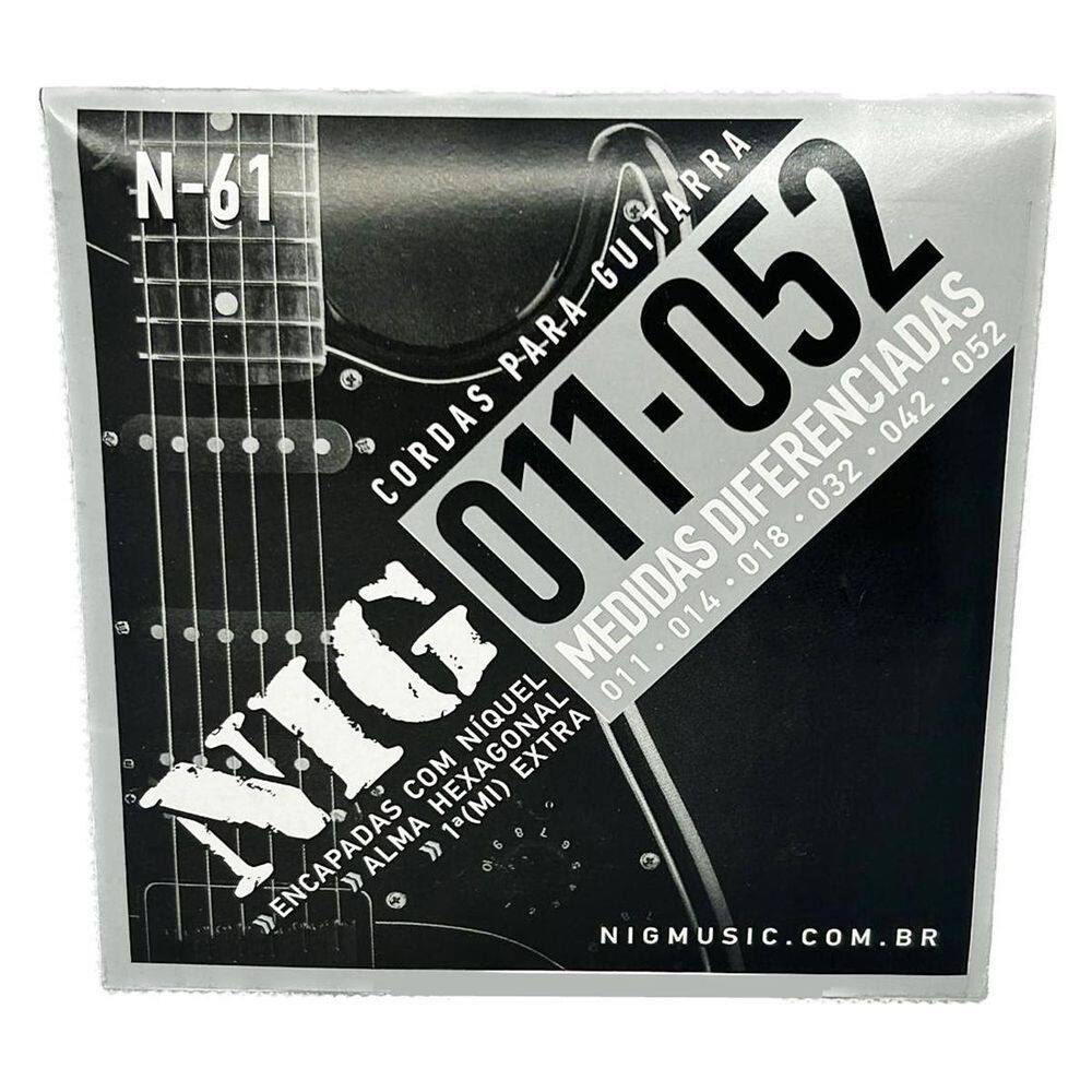 Cordas guitarra profissional nig 11-52 + palheta + corda e
