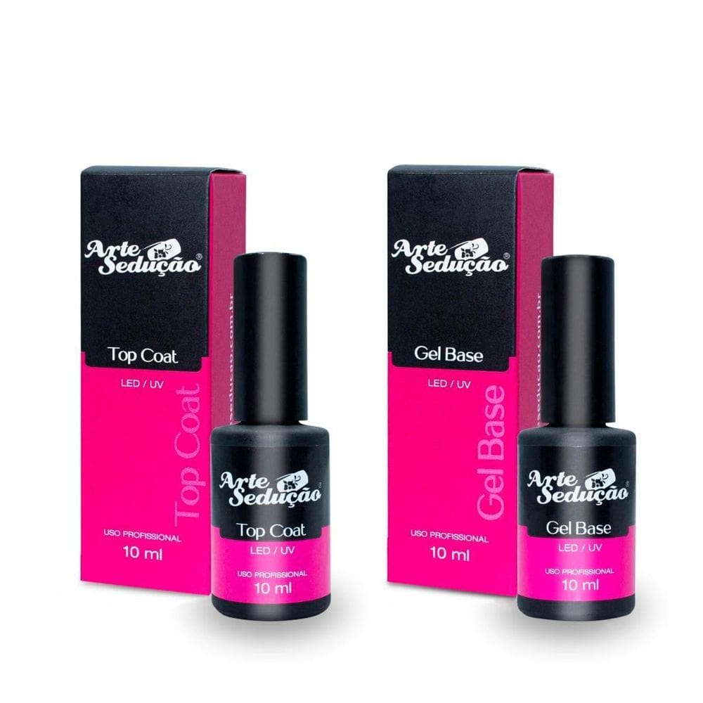 Kit gel base transparente + top coat 10 ml, arte sedução