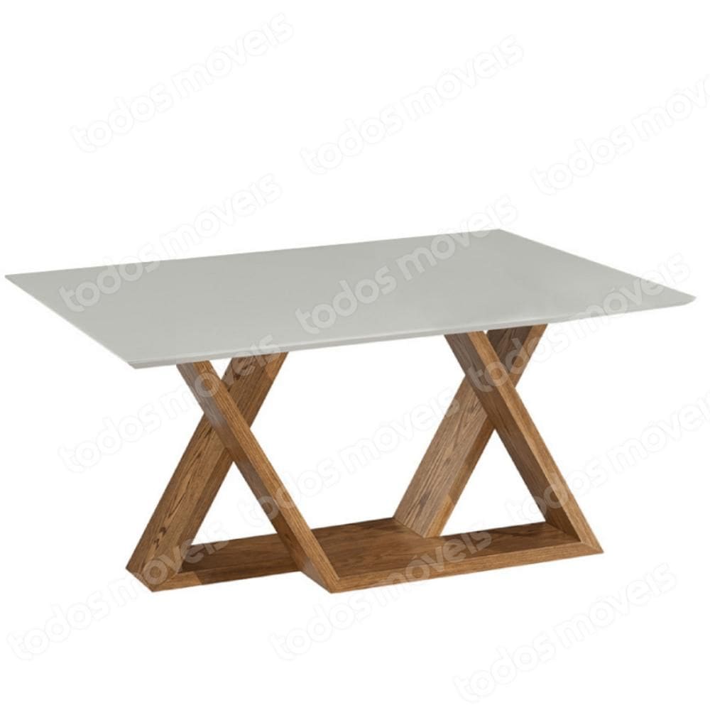 Mesa De Jantar Flora 140 Cm Quadrada Borda Reta Madeira Vidro Colado Carvalho