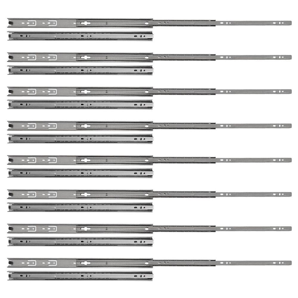 Kit 16 corrediças telescópicas 45cm 25kg para gaveta 8 pares