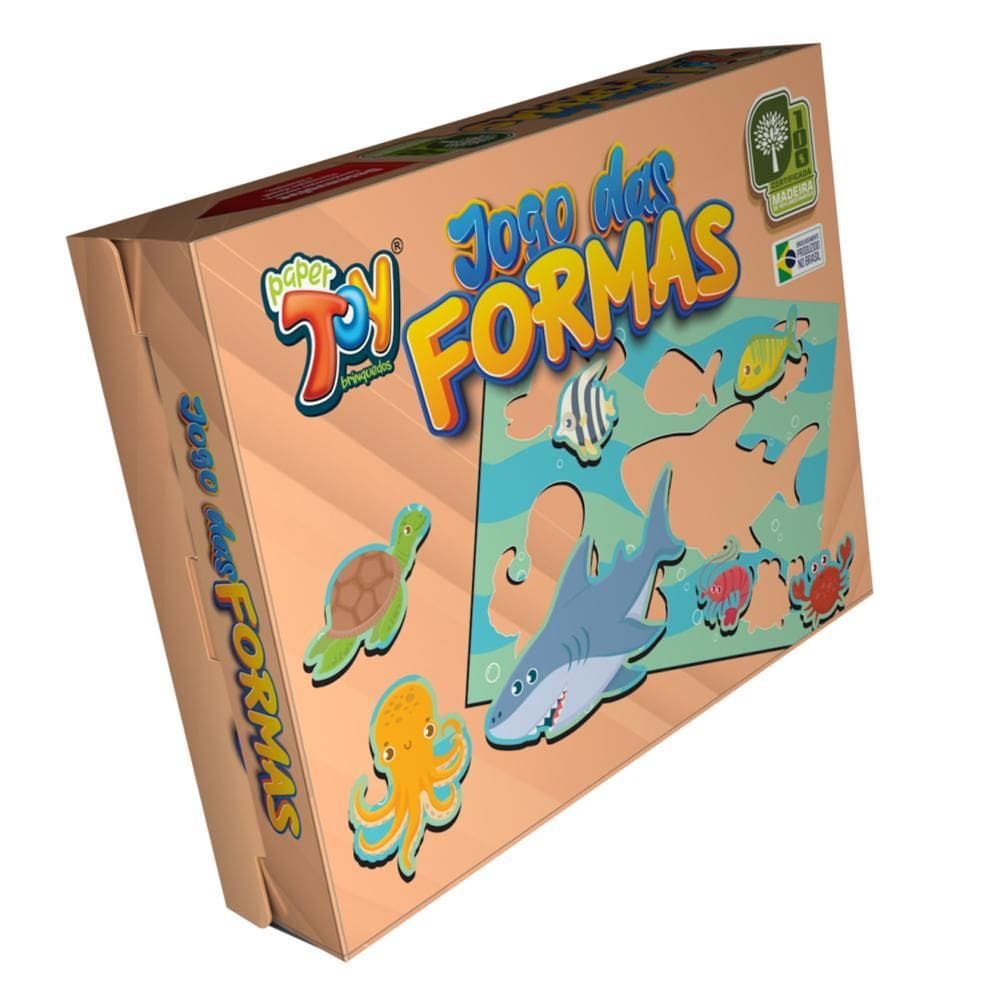 Brinquedo Jogo Das Formas Animais Marinhos Em Mdf +3 Anos