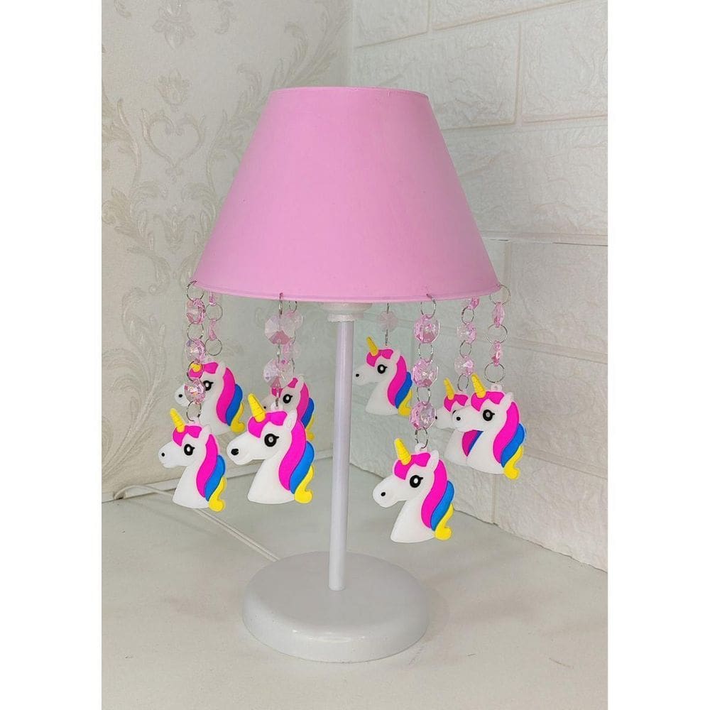Abajur unicórnio rosa 30cm - quarto de crianças