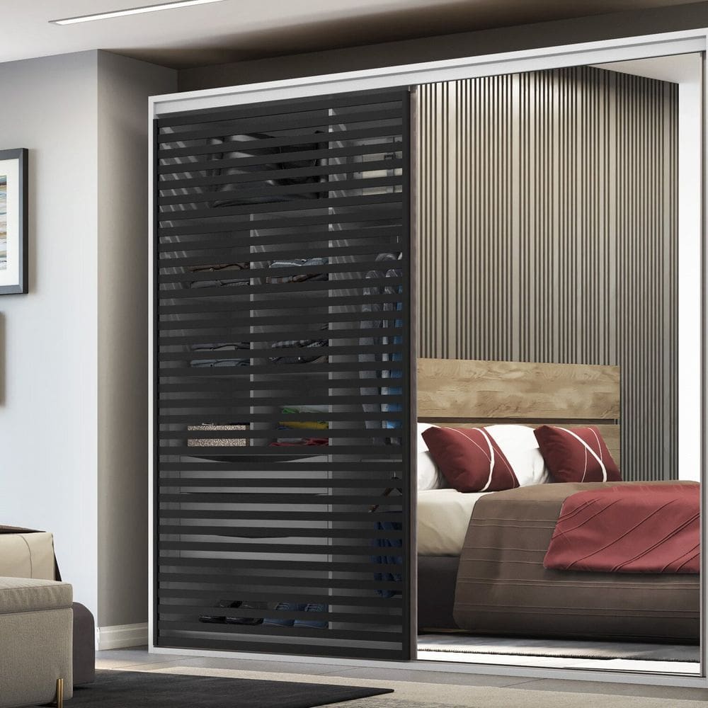 Guarda Roupa Ripped 2 Portas Branco com Espelho Branco