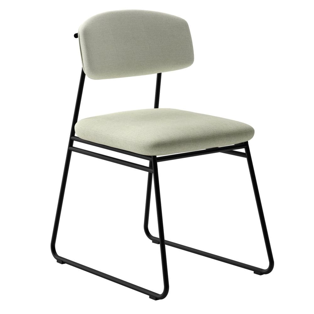 Cadeira Sala de Jantar Encosto e Assentos Estofados Linho Jaraguá Preto Fosco/Cinza Claro