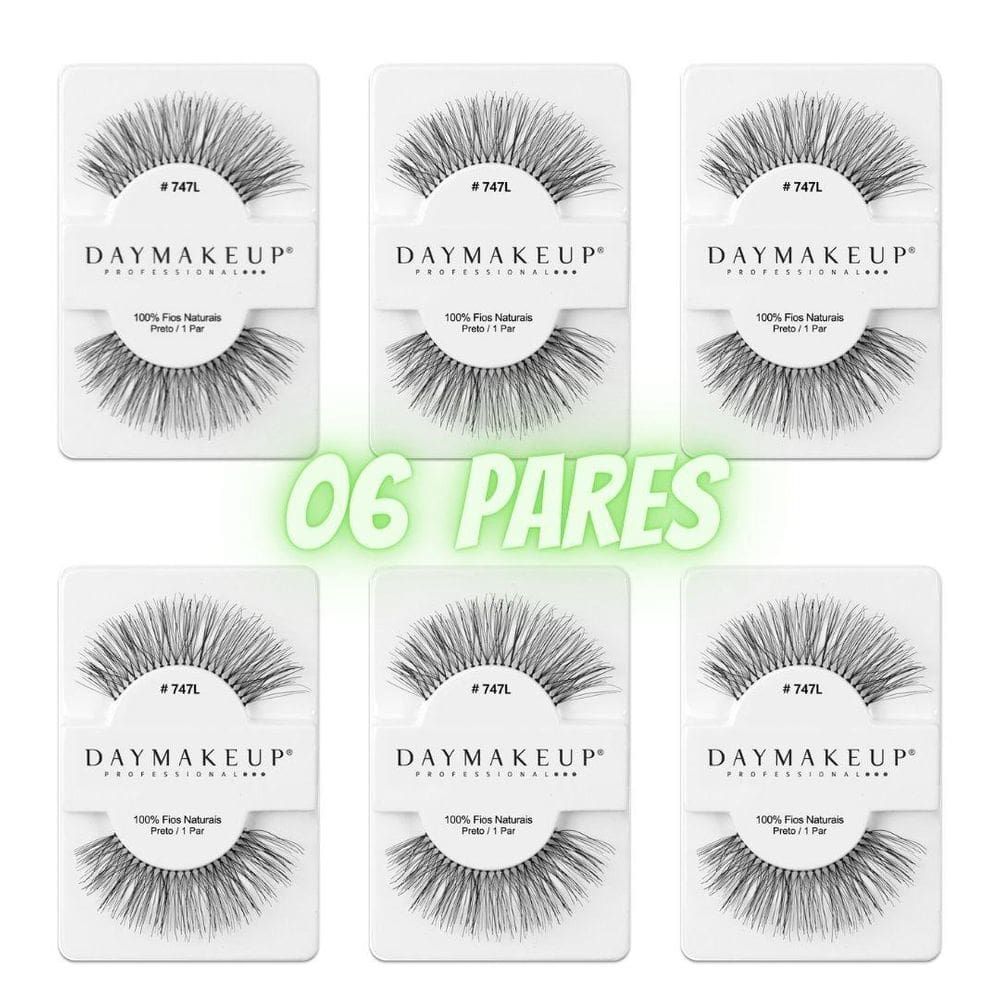 Kit cilios postiços com 06 pares 747l daymakeup human hair
