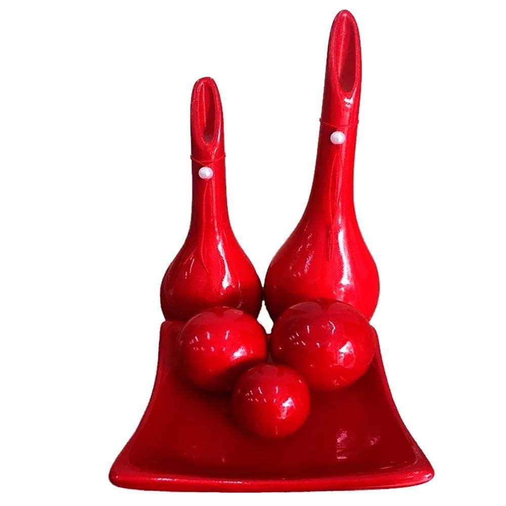 Vasos par lâmpadas e centro de mesa 3  vermelho