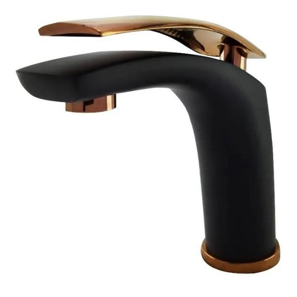 Torneira misturador monocomando bica baixa rose com preto