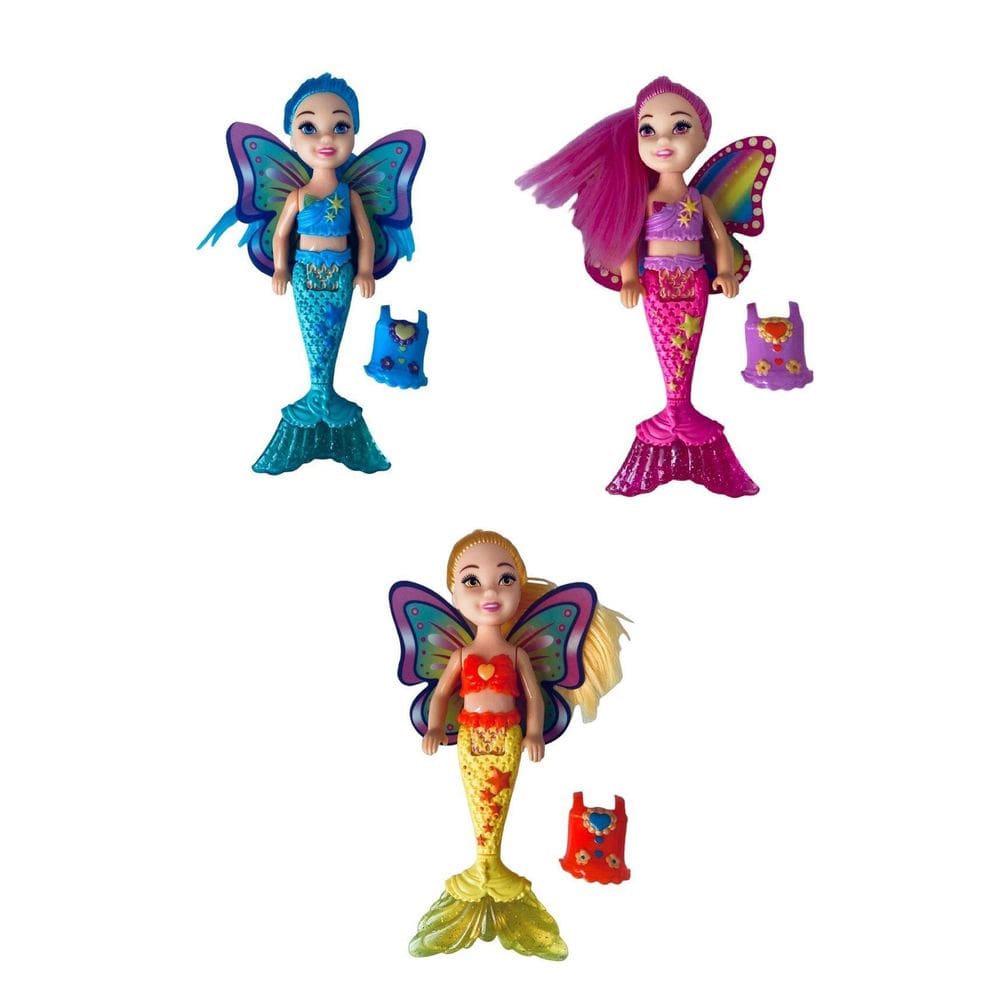 Brinquedo boneca sereia articulada - kit 3 un