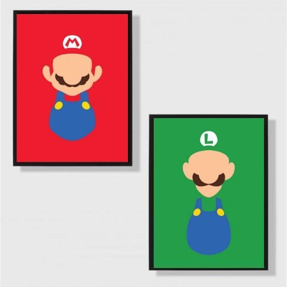 Kit 2 Quadros Os Clássicos Do Vídeo Game 33X24Cm - Com Vidro