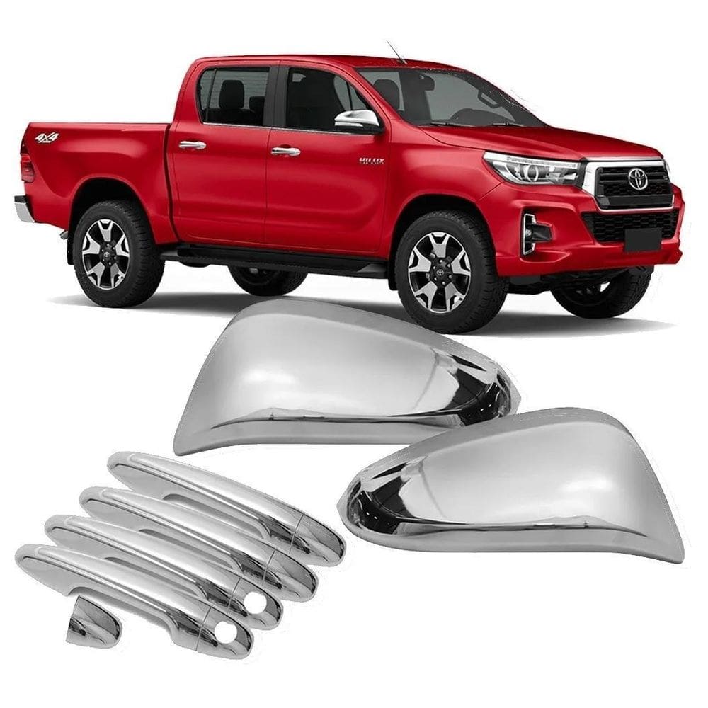 Aplique capa cromada retrovisor maçanetas toyota hilux 2022