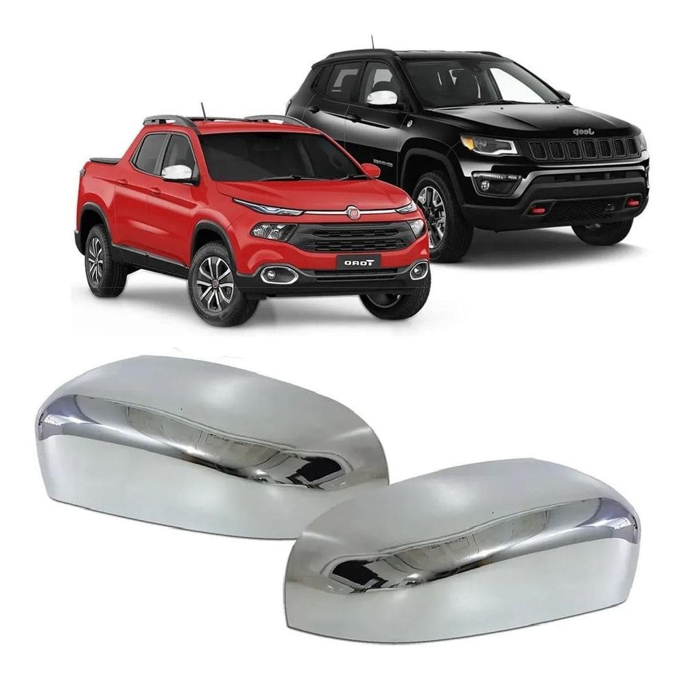 Jogo aplique capa cromada retrovisor fiat toro compass 2022