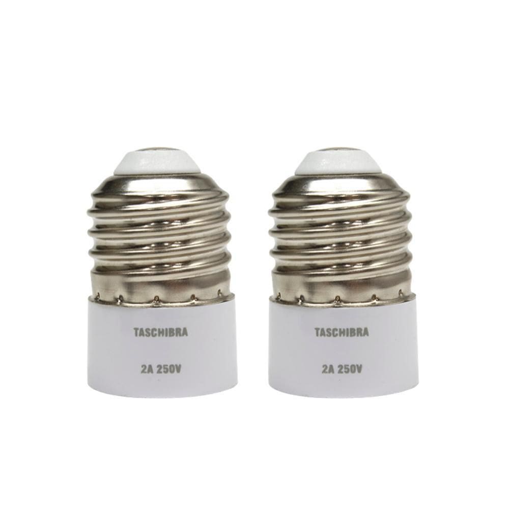 Soquete adaptador taschibra de lâmpada e27 para e14 kit 2 pç
