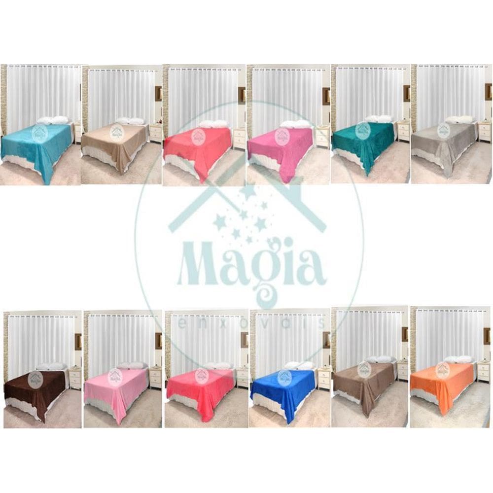 Kit cobertor manta soft felpuda lisa fleece