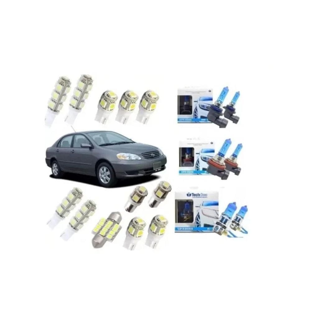 Kit lâmpada super branca + led corolla 2003 á 2007 techone