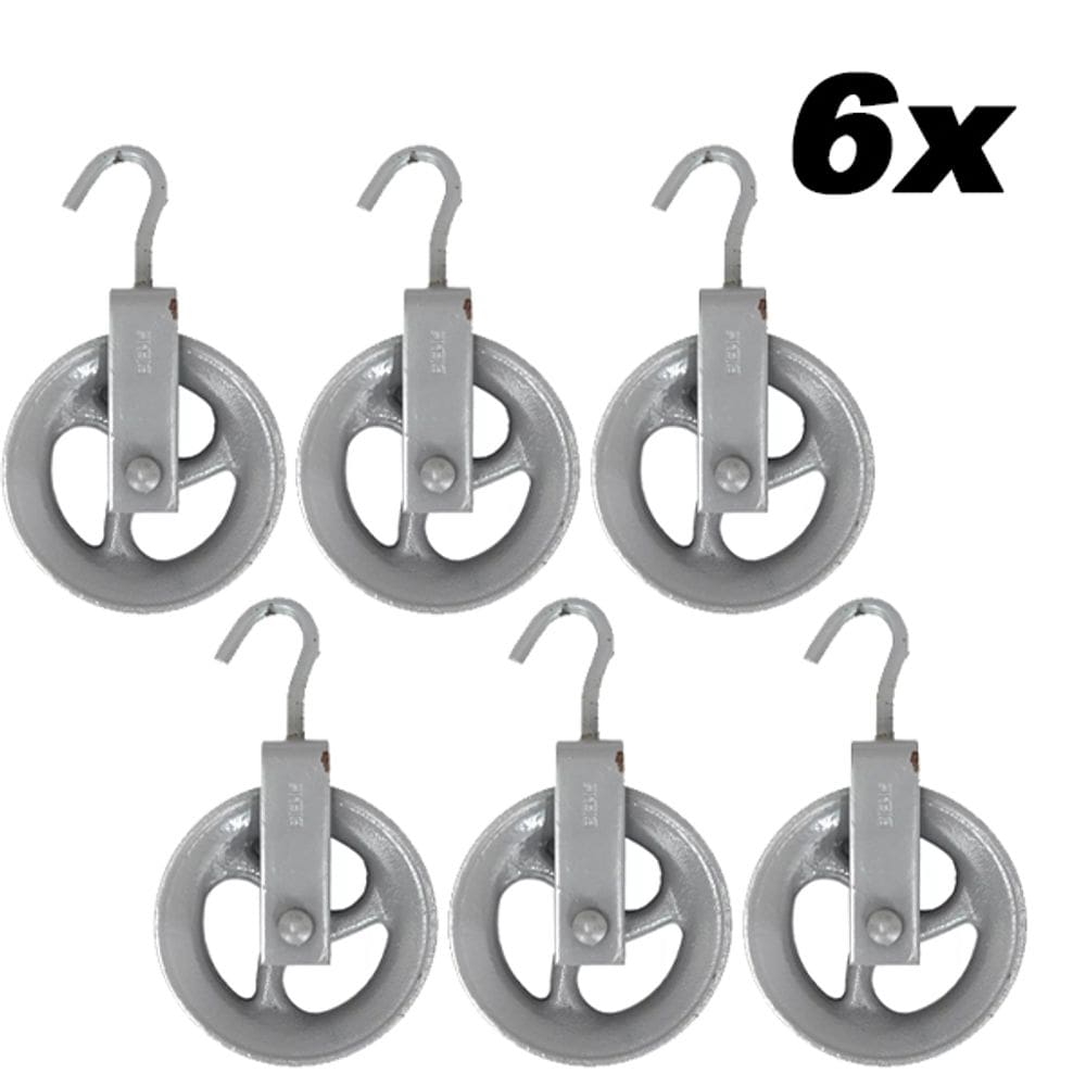 Kit 6 Roldana Polia Poço Ferro Fundido Com Alça Gancho 12cm