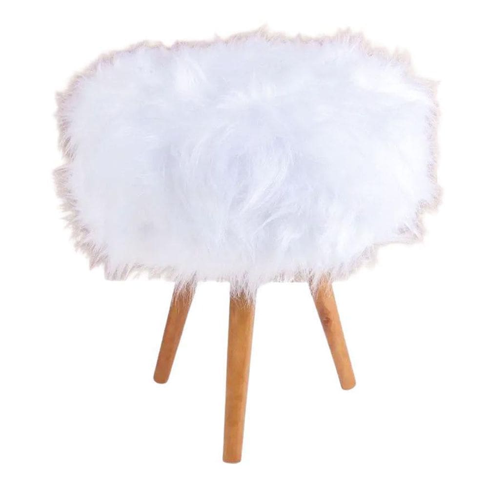 Puff puf banqueta para salão de beleza pelúcia branca 50 cm