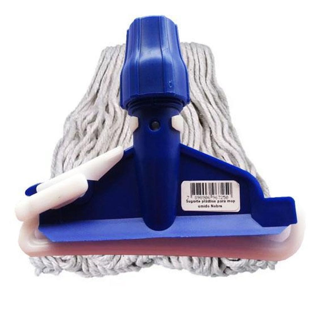 Kit 3 esfregão mop úmido ponta dobrada + 3 suporte mop