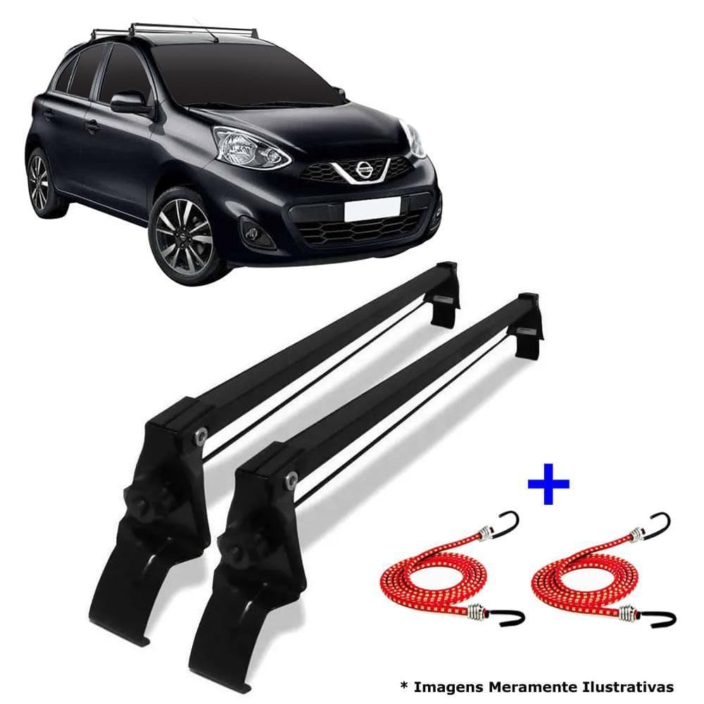Rack teto vhip nissan march 2011 até 2019 + 2 elástico carga
