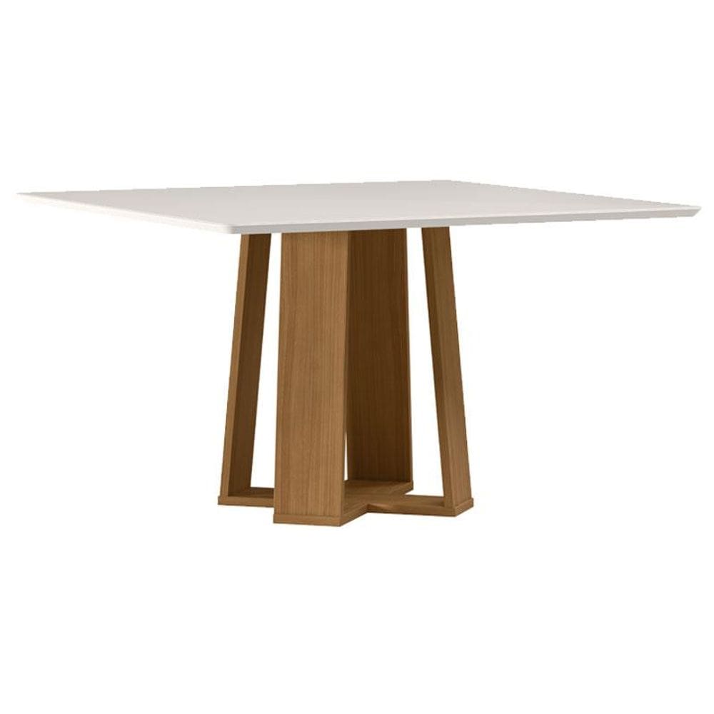 Mesa de Jantar 135x135 cm Valência com Vidro Ype Off White - New Ceval