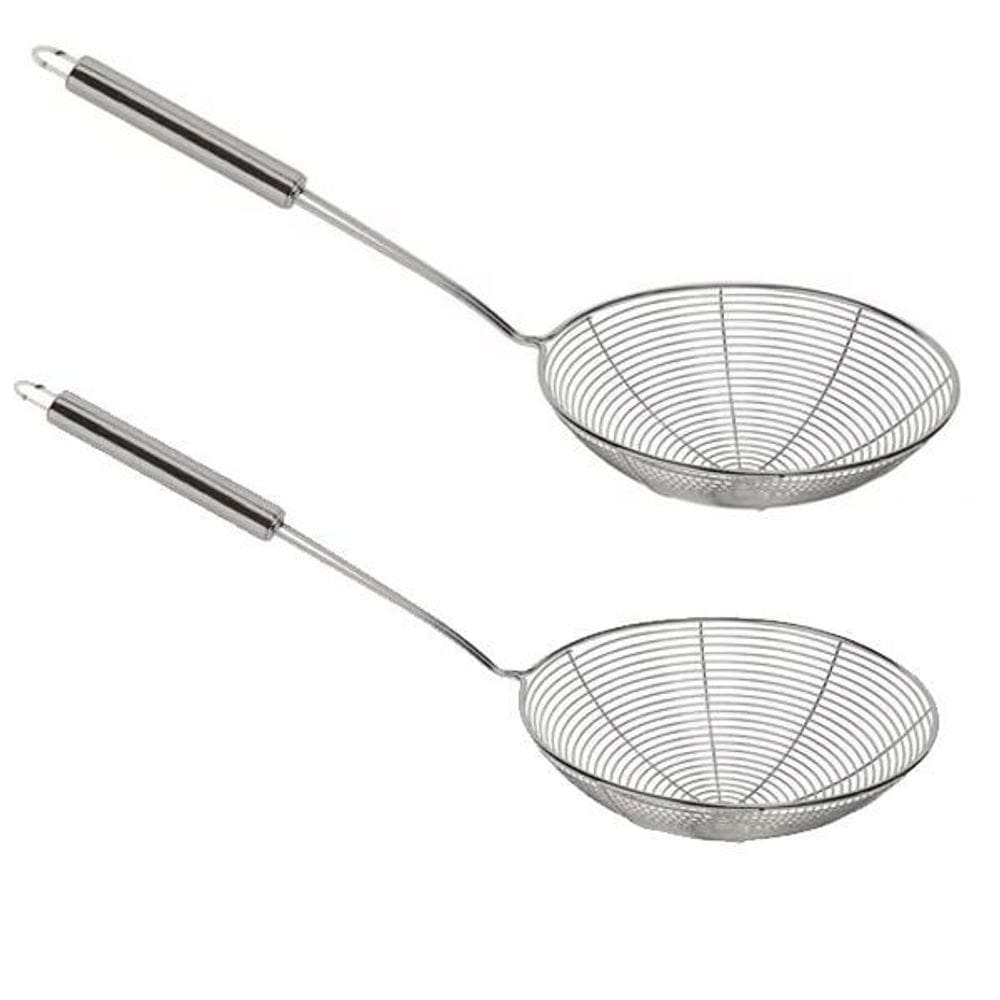 Kit 2 escumadeiras peneira de para frituras aço inox cozinha
