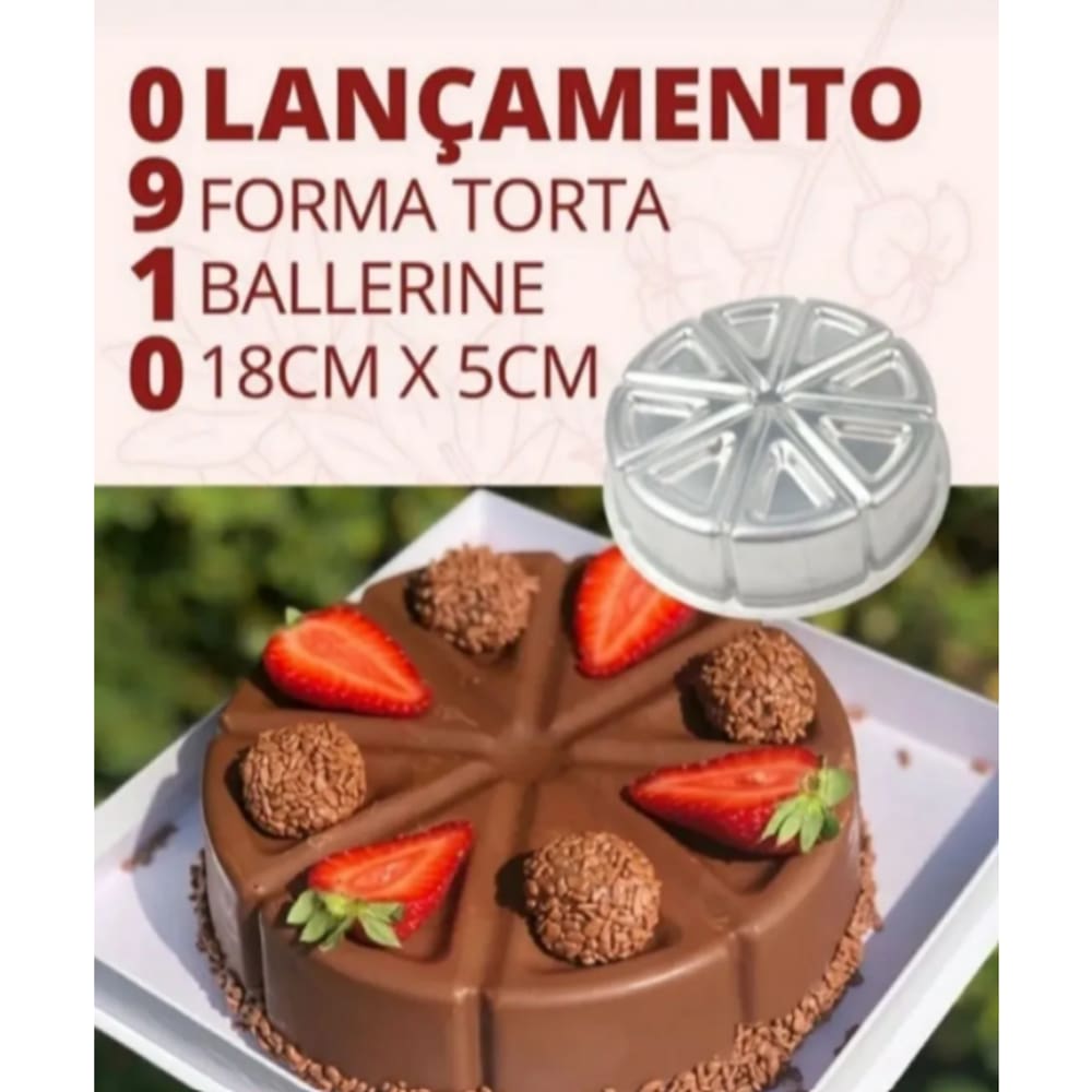 Forma Redonda De Bolo Ballerine 8 Fatias 18,5cm Alumínio