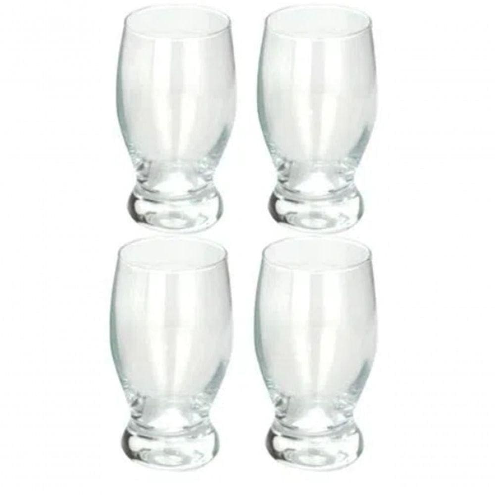 Jogo 4 Copos De Vidro Agua Cerveja Suco 248ml Taça