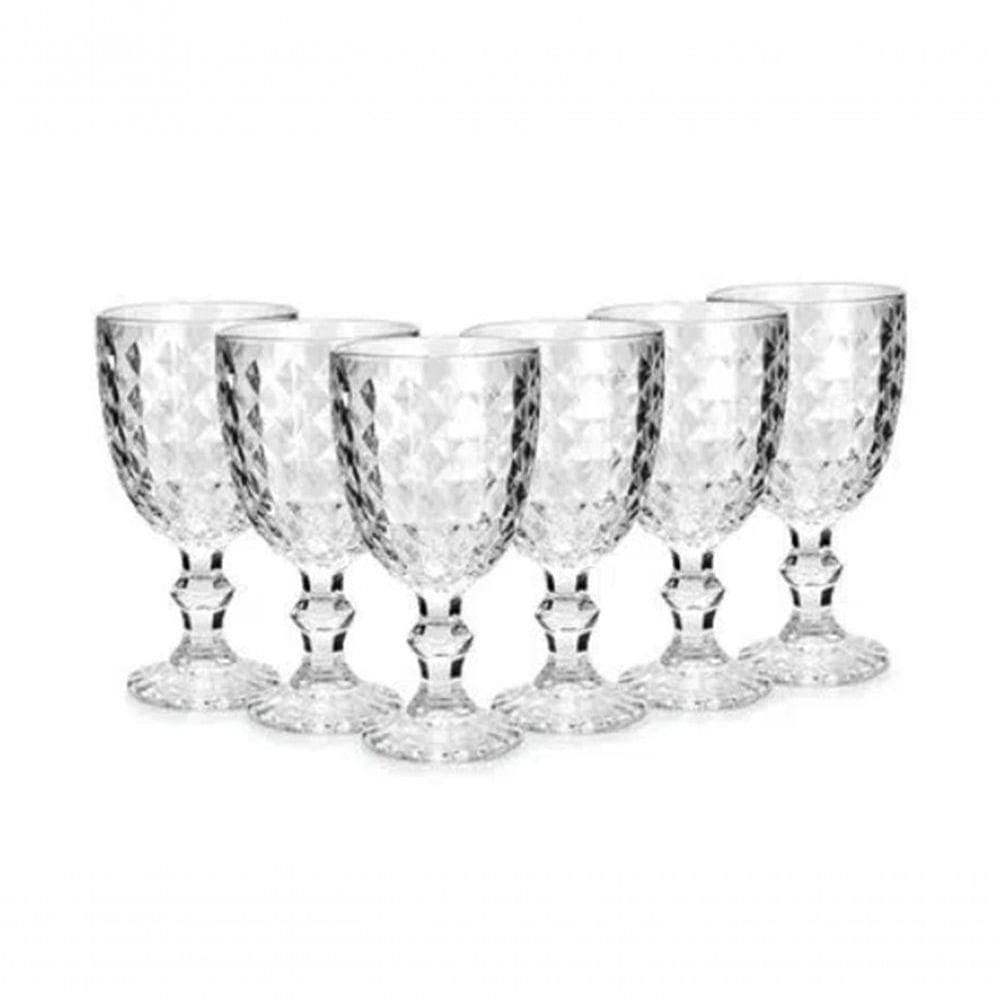 Jogo De Taças Vidro Cristal Mosaico Vitro 320ml Vnho água Suco Almoço Jantar