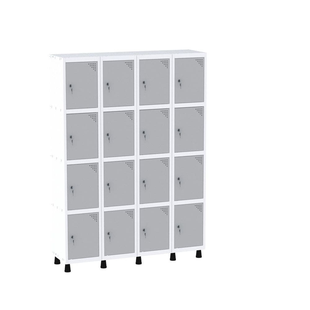 Armário Guarda Volume Locker Roupeiro 16 Portas Aço GRF 504/16 Branco/Cinza