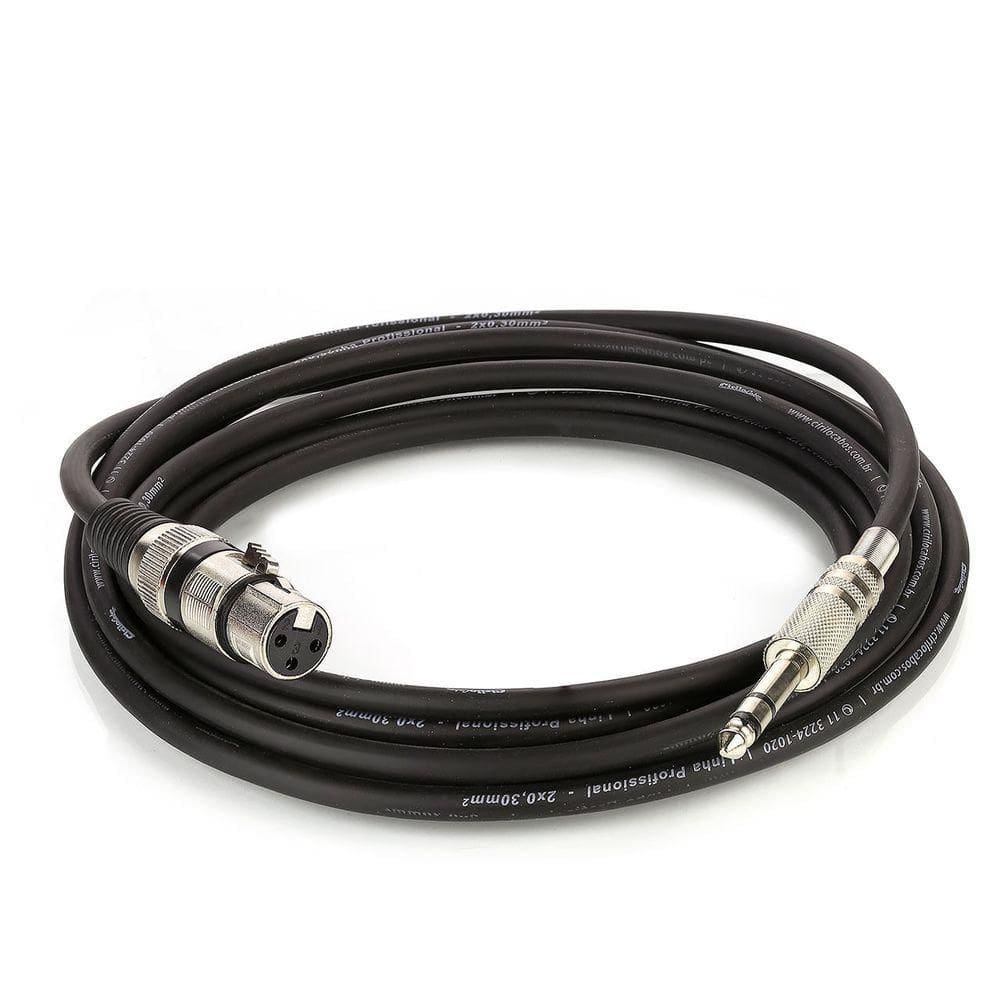 Cabo De Microfone Xlr Para P10 Estereo - Preto - 15 Metros
