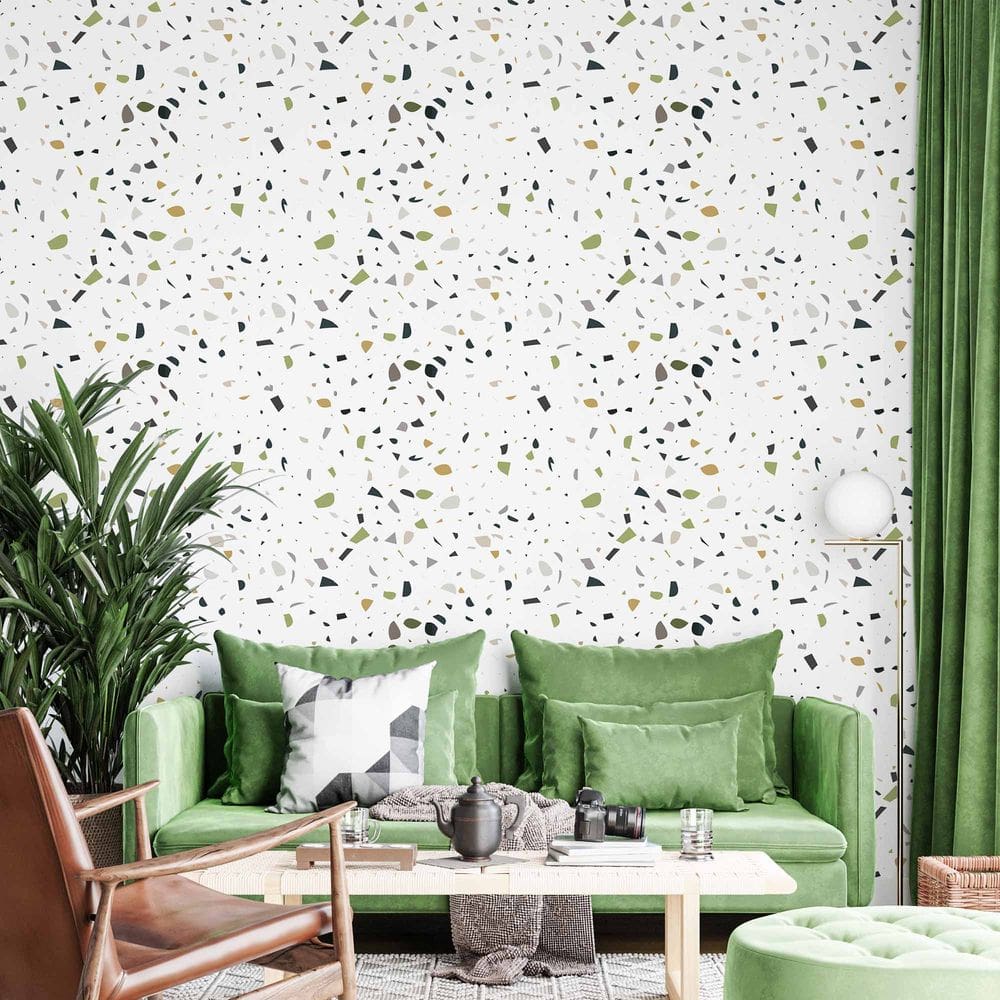 Papel De Parede Adesivo Granilite Colorido e Esverdeado