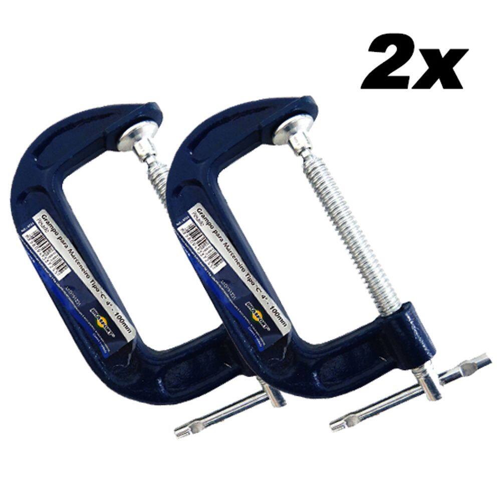 Kit 2 Sargento Grampo Marceneiro Tipo C Pesado 4`` 100mm