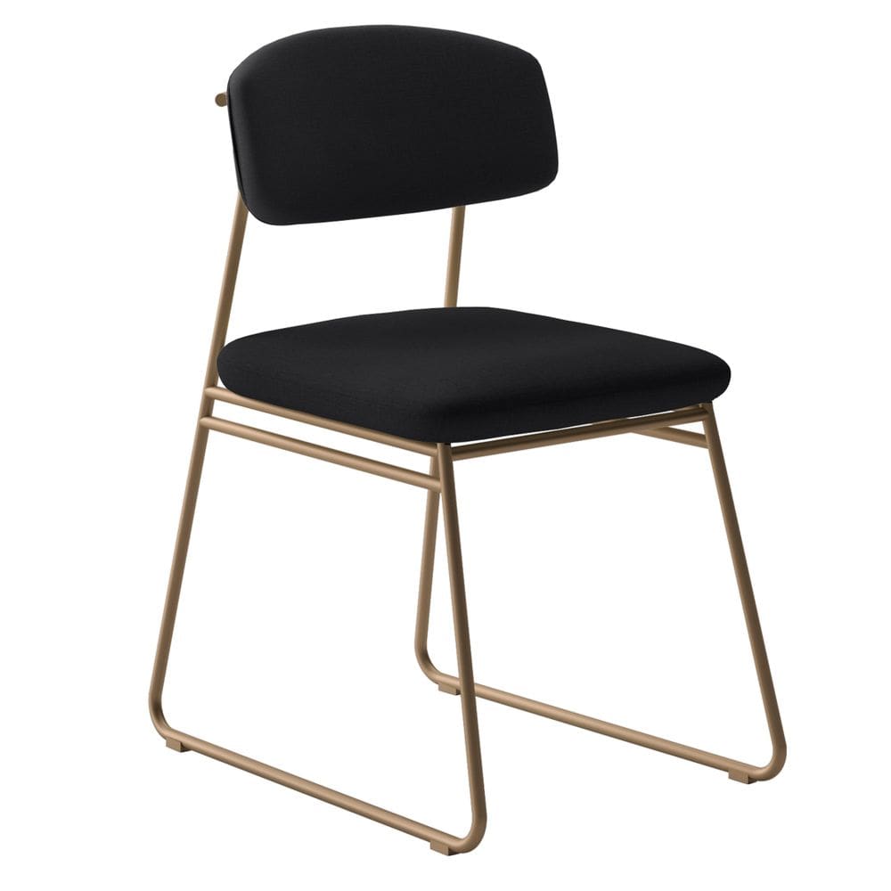 Cadeira Sala de Jantar Encosto e Assentos Estofados Linho Jaraguá Dourado/Duna Preto