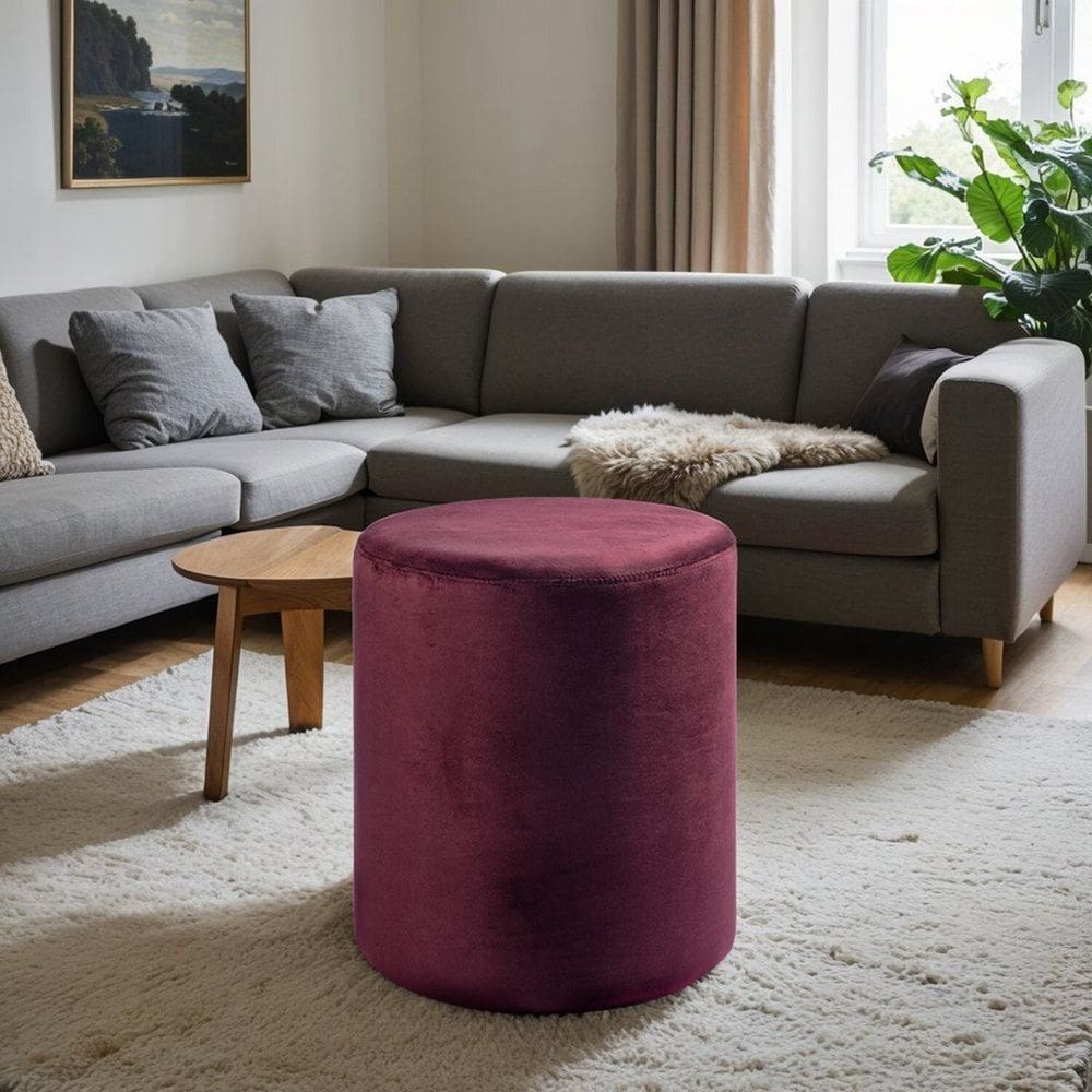 Puff Redondo Sala de Estar Duo Vinho