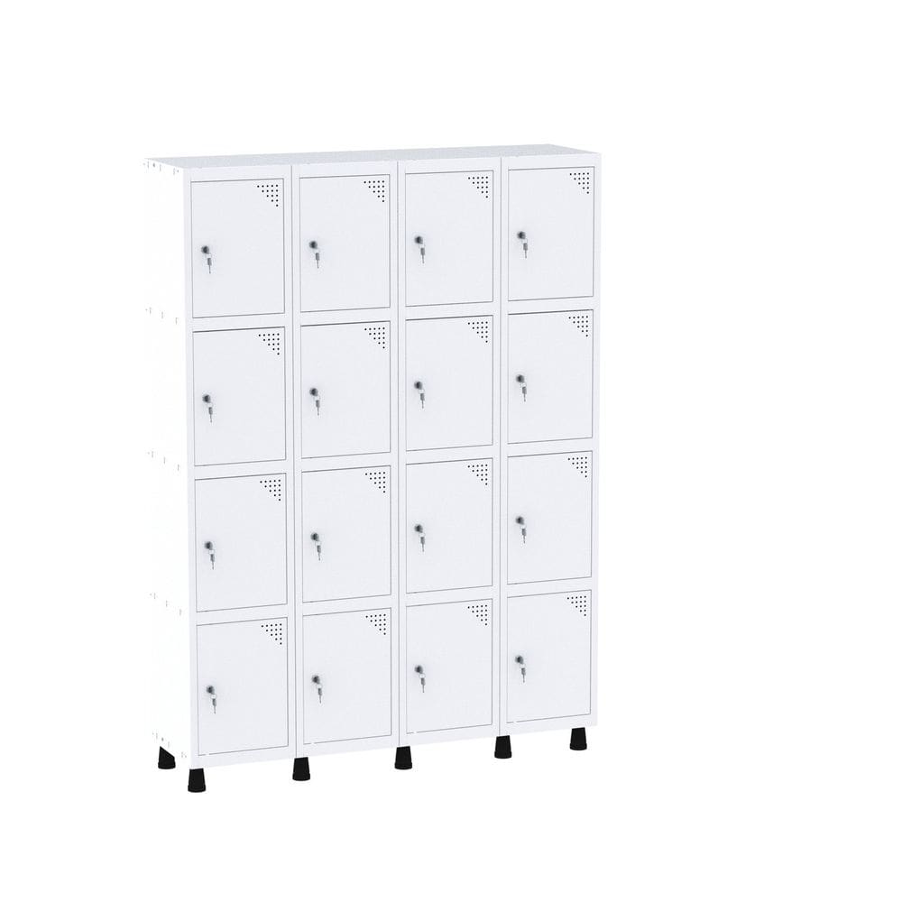 Armário Guarda Volume Locker Roupeiro 16 Portas Aço GRF 504/16 Branco