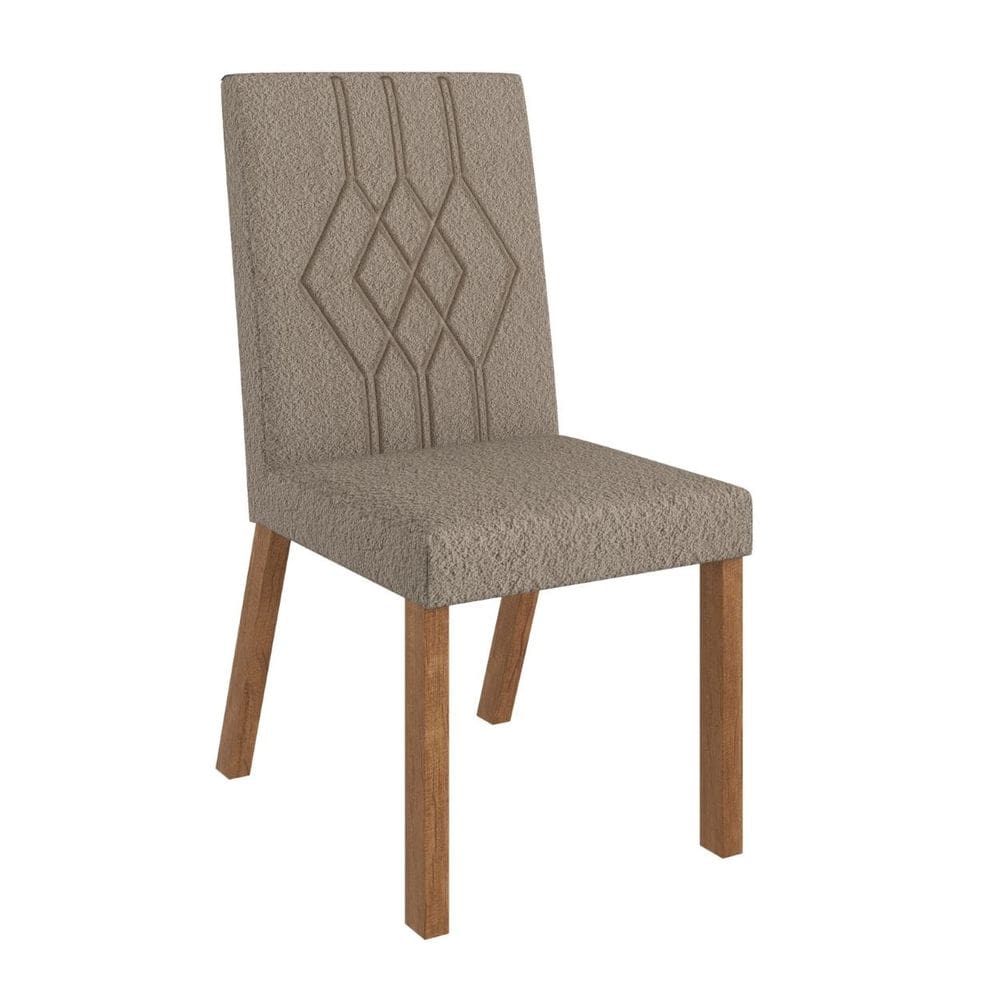 Cadeira Estofada Mesa De Jantar Gaia Canela Boucle Marron