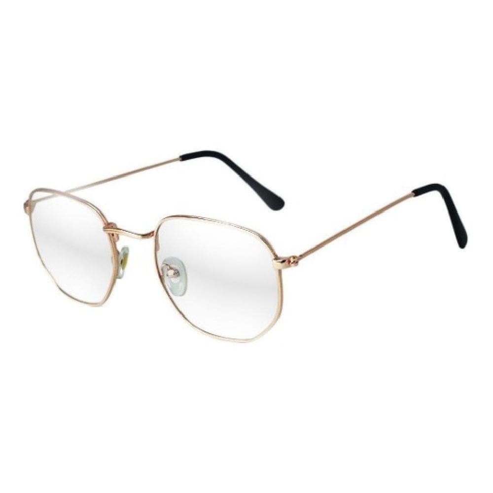 Óculos hexagonal para grau rose gold feminino vintage retro