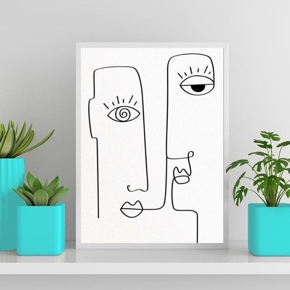 Quadro Decorativo Minimalista One Line 33X24Cm Branca