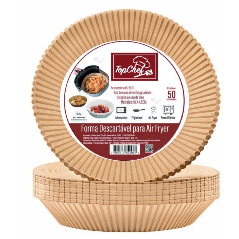 Forma Papel Descartável para Fritadeira Elétrica Airfryer - 50 Unidades